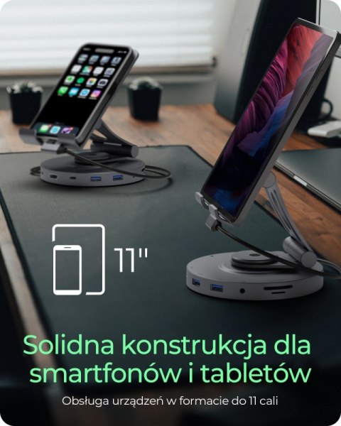 Uchwyt na tableta/smartfona z wbudowaną stacją dokujacą IB-TH100-DK Uchwyt na tableta/smartfona z wbudowaną stacją dokujacą IB-TH100-DK