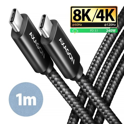 BUCM4X-CM10AB Kabel USB-C - USB-C, USB4 Gen 3x2 1m, PD 240W, 8K HD, ALU, oplot Czarny BUCM4X-CM10AB Kabel USB-C - USB-C, USB4 Gen 3x2 1m, PD 240W, 8K HD, ALU, oplot Czarny