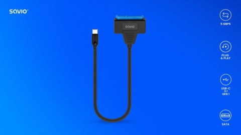 Adapter USB-C 3.1 Gen 1 (M) - SATA (F) do dysków 2.5 cala, AK-69 Adapter USB-C 3.1 Gen 1 (M) - SATA (F) do dysków 2.5 cala, AK-69