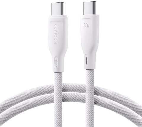 Kabel USB-C / USB-C Joyroom SA34-CC3 100cm 60W 5A PD w oplocie biały Kabel USB-C / USB-C Joyroom SA34-CC3 100cm 60W 5A PD w oplocie biały