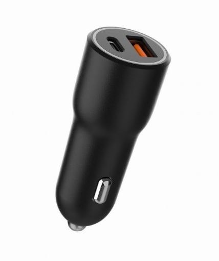 Ładowarka samochodowa USB-A/USB-C 38W PD czarna Ładowarka samochodowa USB-A/USB-C 38W PD czarna