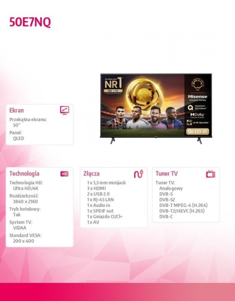 Telewizor QLED 50 cali 50E7NQ Telewizor QLED 50 cali 50E7NQ
