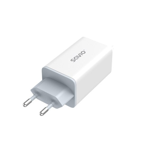 Ładowarka sieciowa 65W GaN LA-07 z kablem typu C-USB typ C 100W 1m, biało-czarna Ładowarka sieciowa 65W GaN LA-07 z kablem typu C-USB typ C 100W 1m, biało-czarna