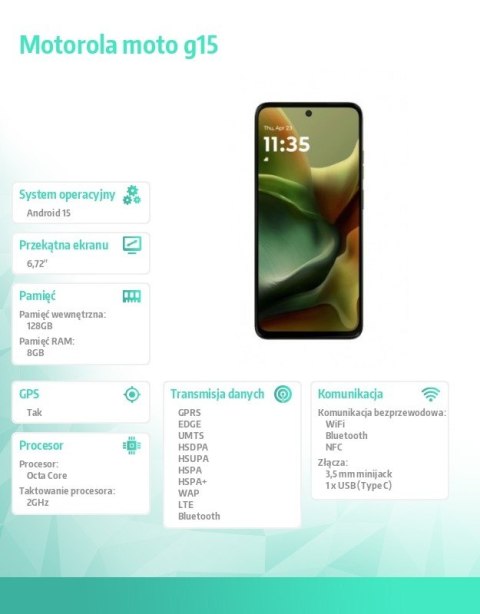 Smartfon moto g15 8/128GB Iguana Green Smartfon moto g15 8/128GB Iguana Green