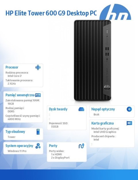 Komputer 600 TWR G9 i7-12700 512GB/16GB/W11P 6U4Q6EA Komputer 600 TWR G9 i7-12700 512GB/16GB/W11P 6U4Q6EA