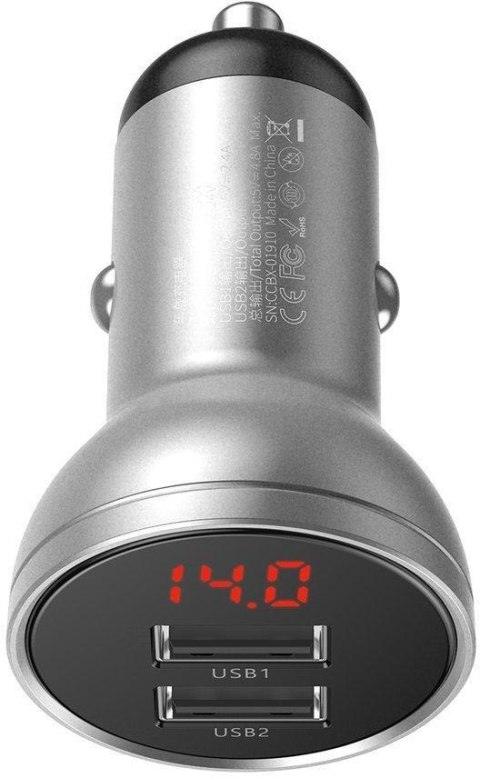 ŁADOWARKA SAMOCHODOWA Baseus Digital Display CCBX-0S 24W 4.8A 2x USB-A SZARA ŁADOWARKA SAMOCHODOWA Baseus Digital Display CCBX-0S 24W 4.8A 2x USB-A SZARA