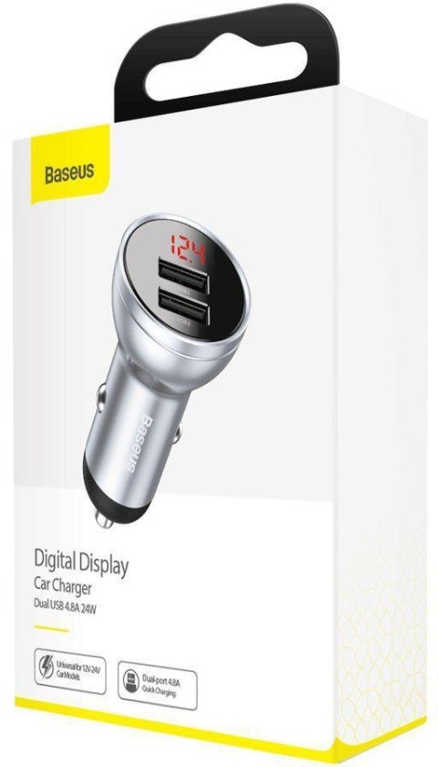 ŁADOWARKA SAMOCHODOWA Baseus Digital Display CCBX-0S 24W 4.8A 2x USB-A SZARA ŁADOWARKA SAMOCHODOWA Baseus Digital Display CCBX-0S 24W 4.8A 2x USB-A SZARA