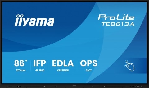 Monitor 86 cali TE8613A-B1AG INFRARED,40pkt,IPS,4K,7H,450cd/m2, WiFi,USB, ANDROID 14, Google EDLA,2x20W, UCHWYT CIENNY Monitor 86 cali TE8613A-B1AG INFRARED,40pkt,IPS,4K,7H,450cd/m2, WiFi,USB, ANDROID 14, Google EDLA,2x20W, UCHWYT CIENNY