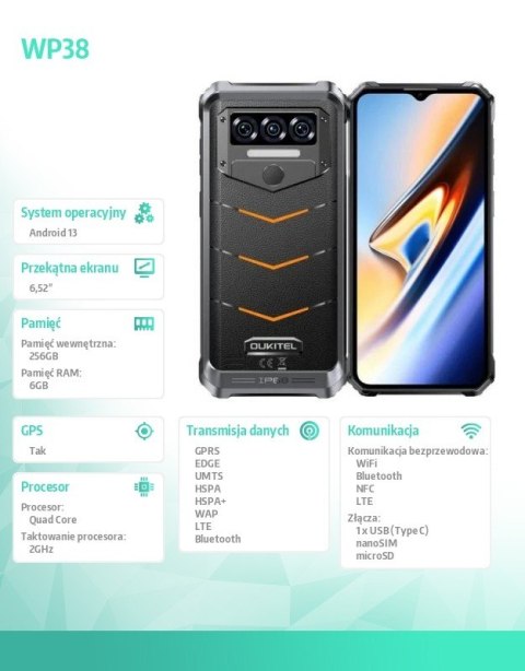 Smartfon WP38 6/256GB czarny Smartfon WP38 6/256GB czarny