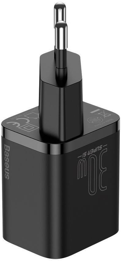 ŁADOWARKA SIECIOWA Baseus Super Si Quick Charger 1C CCSUP-J01 30W 1x USB-C PD 3.0 QC 3.0 CZARNA ŁADOWARKA SIECIOWA Baseus Super Si Quick Charger 1C CCSUP-J01 30W 1x USB-C PD 3.0 QC 3.0 CZARNA