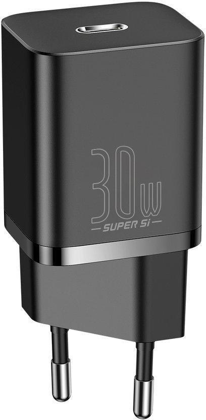 ŁADOWARKA SIECIOWA Baseus Super Si Quick Charger 1C CCSUP-J01 30W 1x USB-C PD 3.0 QC 3.0 CZARNA ŁADOWARKA SIECIOWA Baseus Super Si Quick Charger 1C CCSUP-J01 30W 1x USB-C PD 3.0 QC 3.0 CZARNA