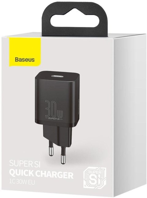 ŁADOWARKA SIECIOWA Baseus Super Si Quick Charger 1C CCSUP-J01 30W 1x USB-C PD 3.0 QC 3.0 CZARNA ŁADOWARKA SIECIOWA Baseus Super Si Quick Charger 1C CCSUP-J01 30W 1x USB-C PD 3.0 QC 3.0 CZARNA
