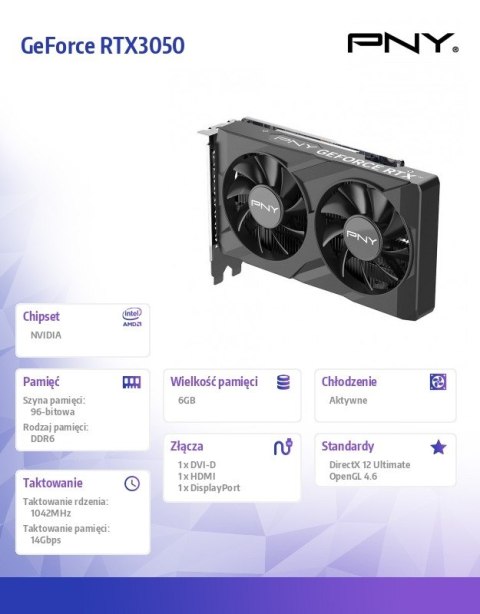 Karta graficzna GeForce RTX3050 6GB Verto Dual Fan Edition Karta graficzna GeForce RTX3050 6GB Verto Dual Fan Edition