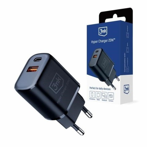 Ładowarka sieciowa 20W 1xUSB-C +USB-A PD QC bez kabla Czarna Ładowarka sieciowa 20W 1xUSB-C +USB-A PD QC bez kabla Czarna