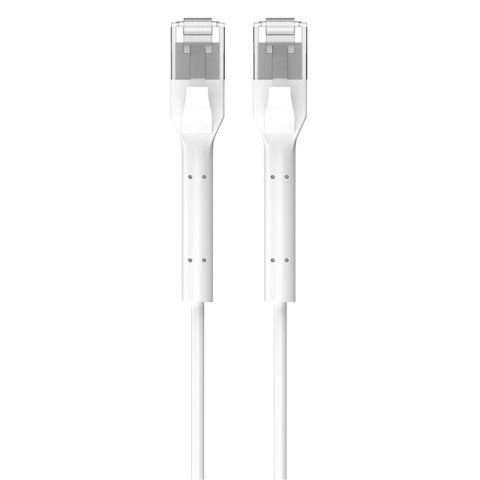 Patchcord kat.6 U/FTP 1Gbps miedź kabel sieciowy skrętka, łamana końcówka 0.5m biały Patchcord kat.6 U/FTP 1Gbps miedź kabel sieciowy skrętka, łamana końcówka 0.5m biały