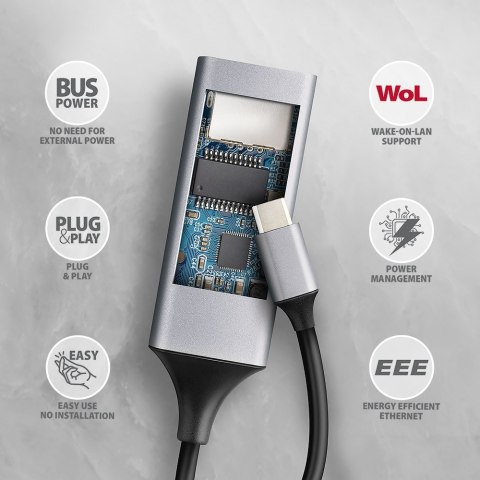 ADE-TXPD Karta sieciowa Gigabit Ethernet adapter, USB-C 3.2 Gen 1, instalacja automatyczna, Asix AX8817, PD 100W ADE-TXPD Karta sieciowa Gigabit Ethernet adapter, USB-C 3.2 Gen 1, instalacja automatyczna, Asix AX8817, PD 100W