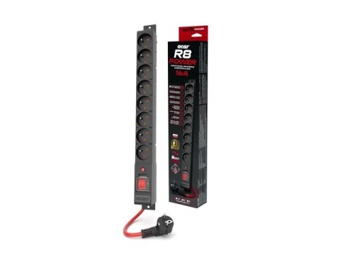 Listwa zasilająca R8 POWER 1.5M 8X 230V PL Czarna 16A Listwa zasilająca R8 POWER 1.5M 8X 230V PL Czarna 16A