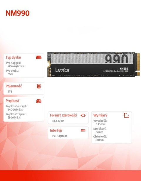 Dysk SSD NM990 1TB Gen5 14000/7500 Dysk SSD NM990 1TB Gen5 14000/7500