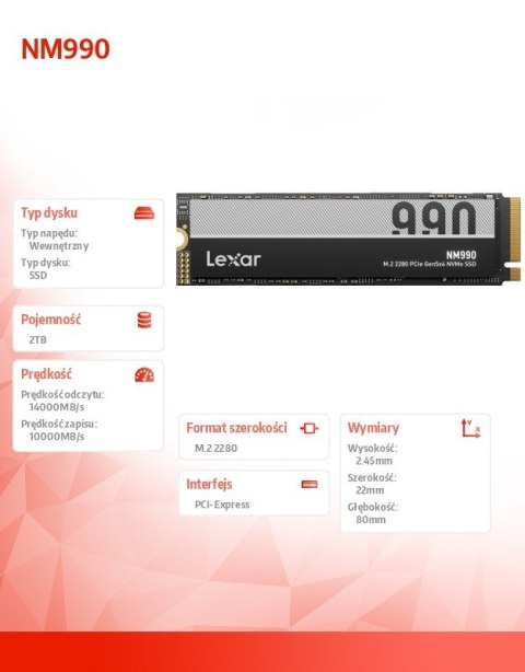 Dysk SSD NM990 2TB Gen5 14000/10000 Dysk SSD NM990 2TB Gen5 14000/10000