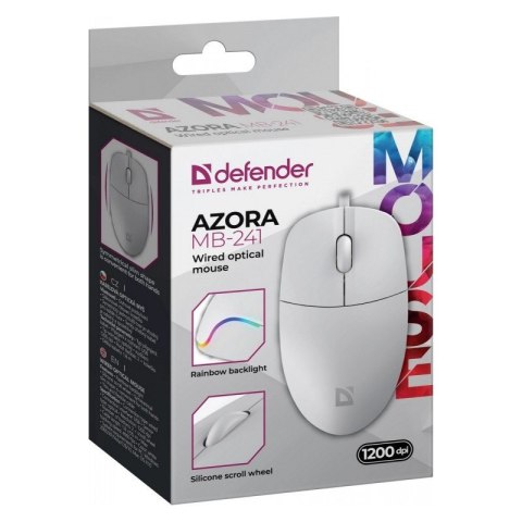 Mysz przewodowa AZORA MB-241 1200 DPI biała podświetlenie Mysz przewodowa AZORA MB-241 1200 DPI biała podświetlenie