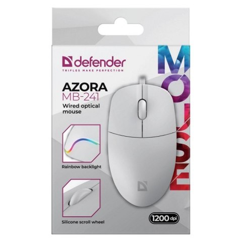 Mysz przewodowa AZORA MB-241 1200 DPI biała podświetlenie Mysz przewodowa AZORA MB-241 1200 DPI biała podświetlenie