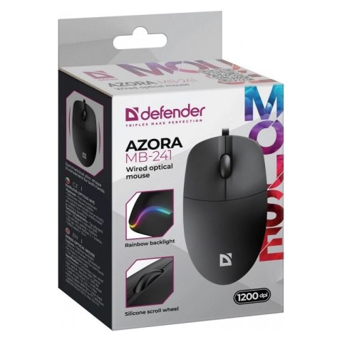 Mysz przewodowa AZORA MB-241 1200 DPI czarna podświetlana Mysz przewodowa AZORA MB-241 1200 DPI czarna podświetlana