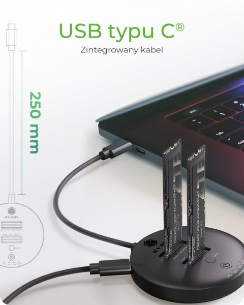 Stacja klonująca+dockująca dla 2xNVMe M.2SSD IB-1612MCL-C31 Stacja klonująca+dockująca dla 2xNVMe M.2SSD IB-1612MCL-C31