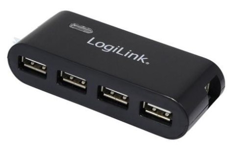 HUB USB 2.0 4-portowy z zasilaczem, czarny HUB USB 2.0 4-portowy z zasilaczem, czarny