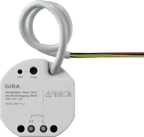 GIRA aktor przekaźnikowy 1x 16 A PT wejście bin. 3x KNX 506100 GIRA aktor przekaźnikowy 1x 16 A PT wejście bin. 3x KNX 506100
