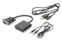 Konwerter/adapter audio-video VGA do HDMI, 1080p FHD, z audio 3.5mm MiniJack Konwerter/adapter audio-video VGA do HDMI, 1080p FHD, z audio 3.5mm MiniJack