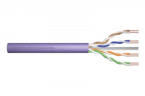 Kabel teleinformatyczny instalacyjny kat.6, U/UTP, Eca, drut, AWG 24/1, PVC, 305m, fioletowy, karton Kabel teleinformatyczny instalacyjny kat.6, U/UTP, Eca, drut, AWG 24/1, PVC, 305m, fioletowy, karton