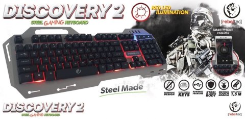 Klawiatura metalowa podwietlana gaming Rebeltec DISCOVERY 2 Klawiatura metalowa podwietlana gaming Rebeltec DISCOVERY 2