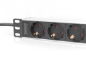 Listwa zasilająca do szaf 10" RACK 4xSchuko, 2m 1xUnischuko, 16A, aluminiowa Listwa zasilająca do szaf 10" RACK 4xSchuko, 2m 1xUnischuko, 16A, aluminiowa