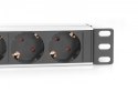Listwa zasilająca do szaf 10" RACK 4xSchuko, 2m 1xUnischuko, 16A, aluminiowa Listwa zasilająca do szaf 10" RACK 4xSchuko, 2m 1xUnischuko, 16A, aluminiowa