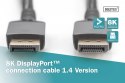 Kabel połączeniowy PREMIUM DisplayPort 8K60Hz UHD DP/DP M/M 3m Czarny Kabel połączeniowy PREMIUM DisplayPort 8K60Hz UHD DP/DP M/M 3m Czarny