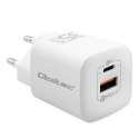 Ładowarka sieciowa 35W GaN ULTRA | 5-20V | 2.25-3A | 1 x USB typ C PD | 1 x USB | Biała Ładowarka sieciowa 35W GaN ULTRA | 5-20V | 2.25-3A | 1 x USB typ C PD | 1 x USB | Biała