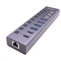 Hub USB 3.0/USB-C 9 portów LAN + Power Adapter 60W Hub USB 3.0/USB-C 9 portów LAN + Power Adapter 60W