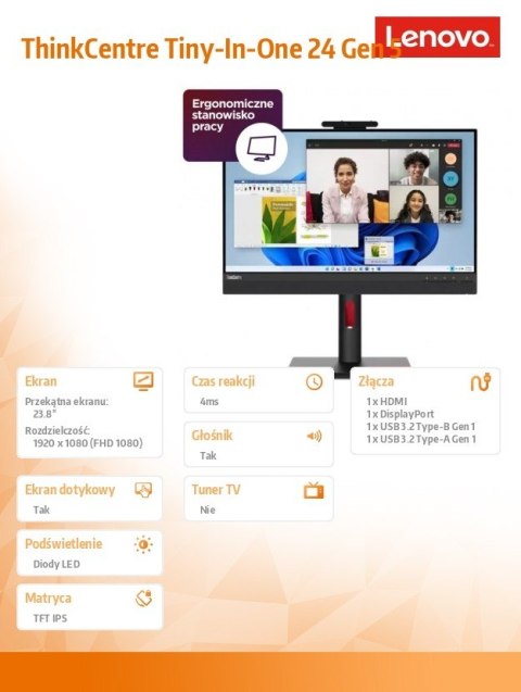Monitor 23.8 ThinkCentre Tiny-in-One Touch Gen5 12NBGAT1EU Monitor 23.8 ThinkCentre Tiny-in-One Touch Gen5 12NBGAT1EU