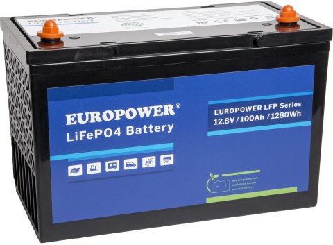 Akumulator LiFePO4 EUROPOWER serii LFP 12,8V 100Ah Bluetooth (Żywotność >2000 cykli)