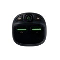 Transmiter FM Bluetooth / MicroSD / 2x USB-A + Ładowarka samochodowa 17W Czarny Transmiter FM Bluetooth / MicroSD / 2x USB-A + Ładowarka samochodowa 17W Czarny