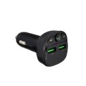 Transmiter FM Bluetooth / MicroSD / 2x USB-A + Ładowarka samochodowa 17W Czarny Transmiter FM Bluetooth / MicroSD / 2x USB-A + Ładowarka samochodowa 17W Czarny