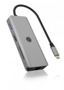 Stacja dokująca IB-DK4012-CPD 9w1, 2x HDMI, 4K60Hz, 3xUSB, 100W PD,LAN, Czytnik kart Stacja dokująca IB-DK4012-CPD 9w1, 2x HDMI, 4K60Hz, 3xUSB, 100W PD,LAN, Czytnik kart