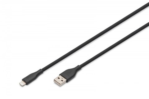 Kabel połączeniowy silikonowy USB-A - Lightning, USB 2.0 12W, certyfikat MFI, 2m Czarny Kabel połączeniowy silikonowy USB-A - Lightning, USB 2.0 12W, certyfikat MFI, 2m Czarny