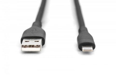 Kabel połączeniowy silikonowy USB-A - Lightning, USB 2.0 12W, certyfikat MFI, 2m Czarny Kabel połączeniowy silikonowy USB-A - Lightning, USB 2.0 12W, certyfikat MFI, 2m Czarny