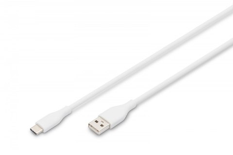 Kabel połączeniowy silikonowy USB-A - USB-C, USB 2.0 60W, 0,5m Biały Kabel połączeniowy silikonowy USB-A - USB-C, USB 2.0 60W, 0,5m Biały