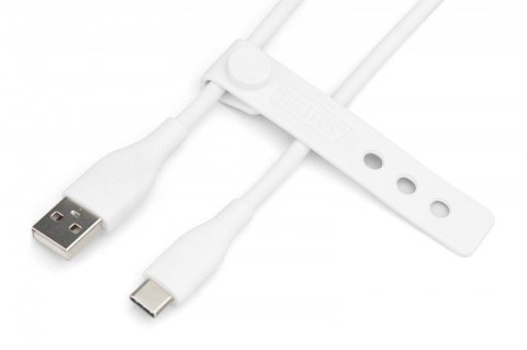 Kabel połączeniowy silikonowy USB-A - USB-C, USB 2.0 60W, 0,5m Biały Kabel połączeniowy silikonowy USB-A - USB-C, USB 2.0 60W, 0,5m Biały