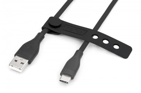 Kabel połączeniowy silikonowy USB-A - USB-C, USB 2.0 60W, 2m Czarny Kabel połączeniowy silikonowy USB-A - USB-C, USB 2.0 60W, 2m Czarny
