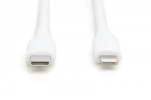 Kabel połączeniowy silikonowy USB-C - Lightning, USB 2.0 60W, certyfikat MFI, 1m Biały Kabel połączeniowy silikonowy USB-C - Lightning, USB 2.0 60W, certyfikat MFI, 1m Biały