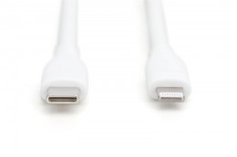 Kabel połączeniowy silikonowy USB-C - Lightning, USB 2.0 60W, certyfikat MFI, 2m Biały