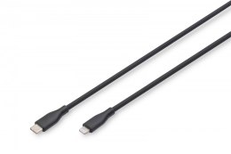 Kabel połączeniowy silikonowy USB-C - Lightning, USB 2.0 60W, certyfikat MFI, 2m Czarny